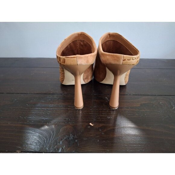 EUC Gibson Latimer Brown Leather and Suede Croc-Embossed Heeled Mule/Sz. 7M - Picture 6 of 9